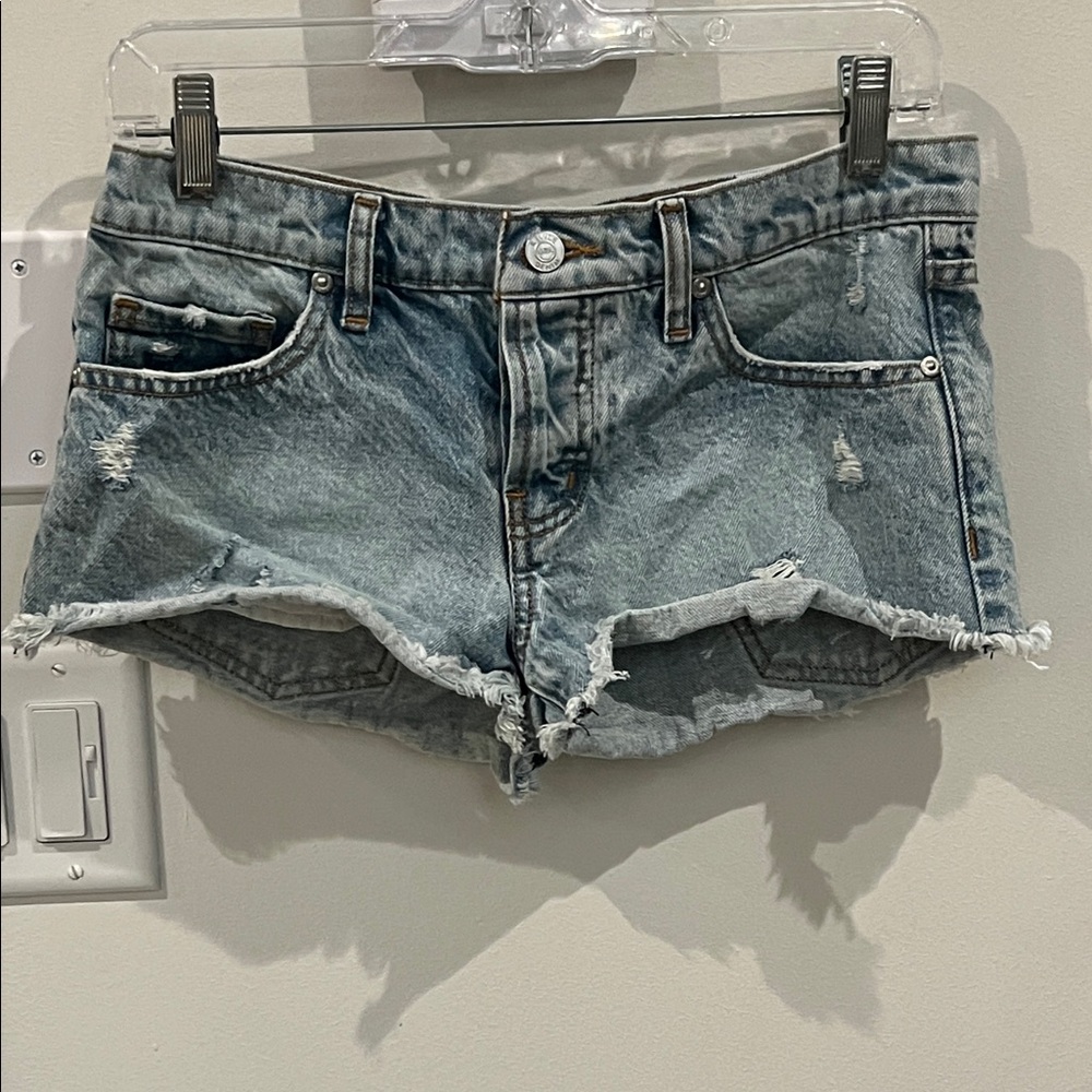 REVICE Light Blue Distressed Jean Shorts